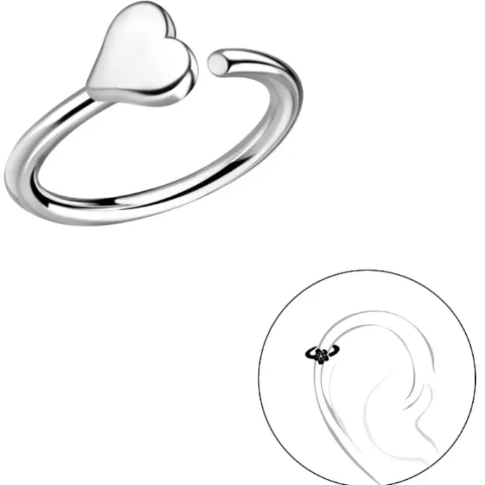 11 mm hjerter helix piercing i sølv