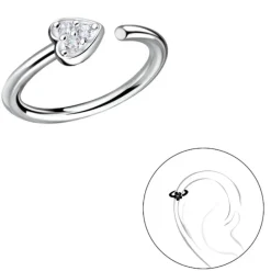 11 mm hjerter zirkon helix piercing i sølv