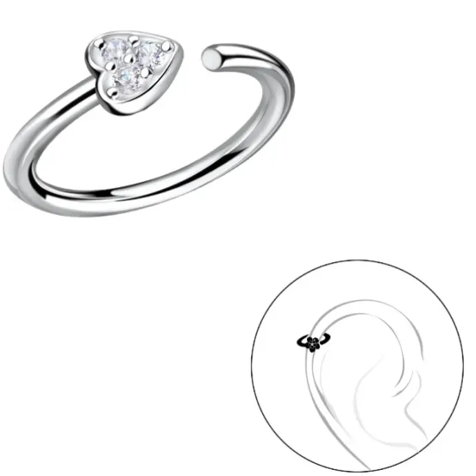 11 mm hjerter zirkon helix piercing i sølv