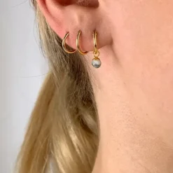 12 mm howlite creoler i forgyldt sølv