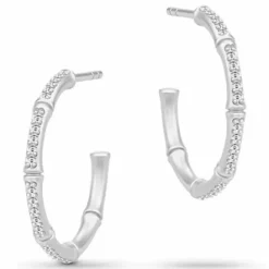 20 mm julie sandlau runde øreringe i satinrhodineret sterlingsølv hvid zirkon