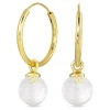 18 mm klar quartz creoler i forgyldt sølv