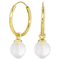 18 mm klar quartz creoler i forgyldt sølv