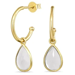 12 mm klar quartz halvcreoler i forgyldt sølv