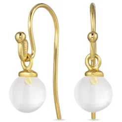 8 mm klar quartz ørekroge i forgyldt sølv