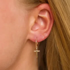12 mm kors creoler i 9 karat guld
