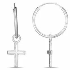 18 mm kors creoler i sølv