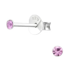 2 mm krystal ørestikker i sølv