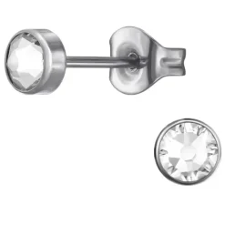4 mm krystal ørestikker i titanium