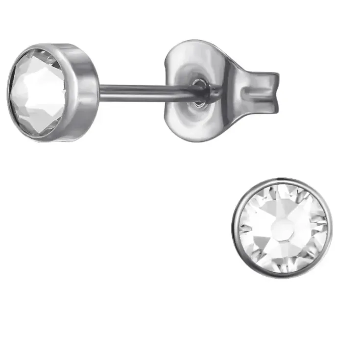4 mm krystal ørestikker i titanium