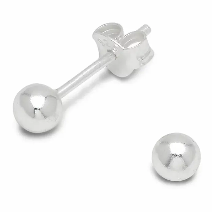 4 mm kugle øreringe i sølv