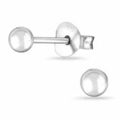 3 mm kugle øreringe i sølv