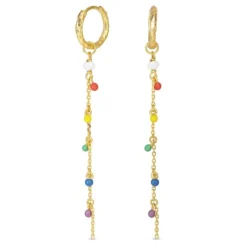 13 mm lange multifarvede creoler i forgyldt sølv