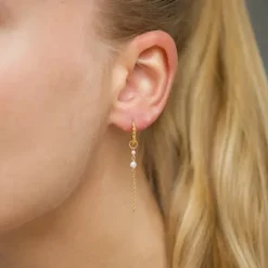 13,5 mm lange pink creoler i forgyldt sølv