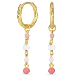13 mm lange pink creoler i forgyldt sølv