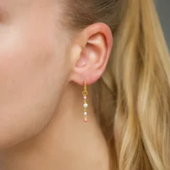 13 mm lange pink creoler i forgyldt sølv