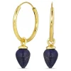 18 mm lapis lazuli creoler i forgyldt sølv
