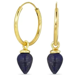 18 mm lapis lazuli creoler i forgyldt sølv