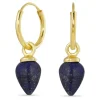 12 mm lapis lazuli creoler i forgyldt sølv