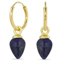 12 mm lapis lazuli creoler i forgyldt sølv