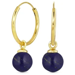 18 mm lapis lazuli creoler i forgyldt sølv