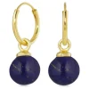 12 mm lapis lazuli creoler i forgyldt sølv