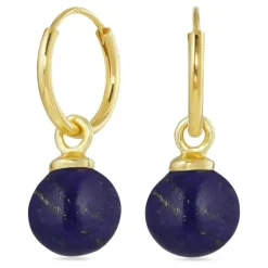 12 mm lapis lazuli creoler i forgyldt sølv