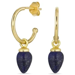 18 mm lapis lazuli halvcreoler i forgyldt sølv