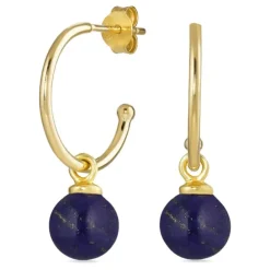 15 mm lapis lazuli halvcreoler i forgyldt sølv