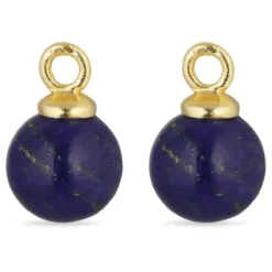 8 mm lapis lazuli vedhæng til øreringe i forgyldt sølv