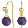 8 mm lilla krystal ørekroge i forgyldt sølv