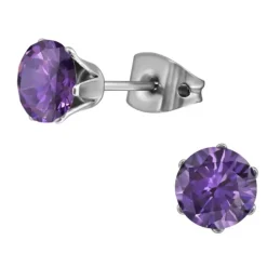 6 mm lilla zirkon ørestikker i titanium