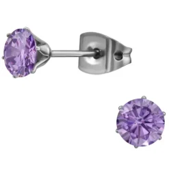 5 mm lilla zirkon ørestikker i titanium