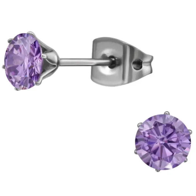 5 mm lilla zirkon ørestikker i titanium