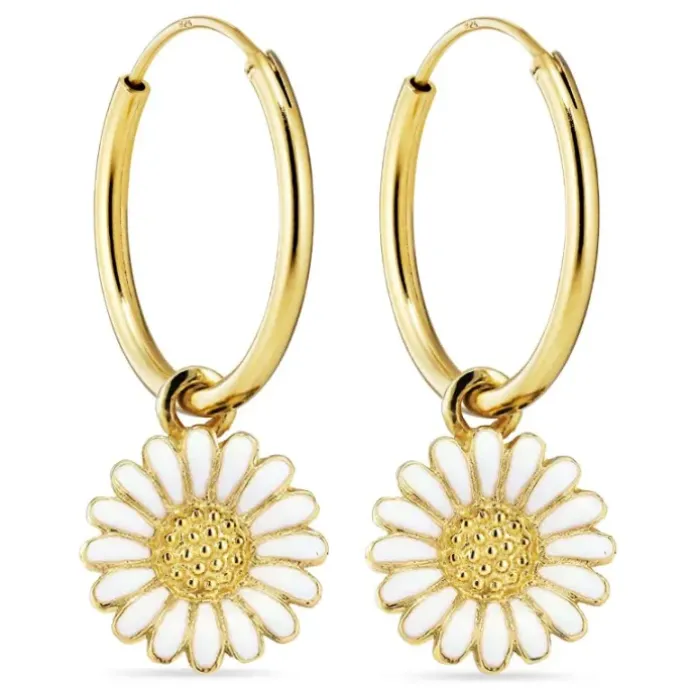 18 mm marguerit creoler i forgyldt sølv - Matilda