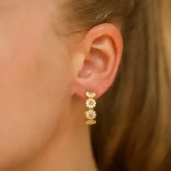 20 mm marguerit creoler i forgyldt sølv - Maggie