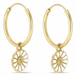 18 mm marguerit creoler i forgyldt sølv - Marie
