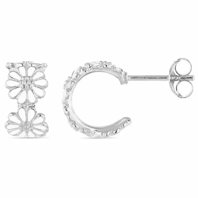 12 mm marguerit creoler i sølv - Maggie