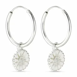 18 mm marguerit creoler i sølv - Marie