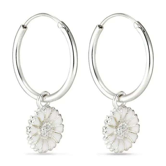 18 mm marguerit creoler i sølv - Marie