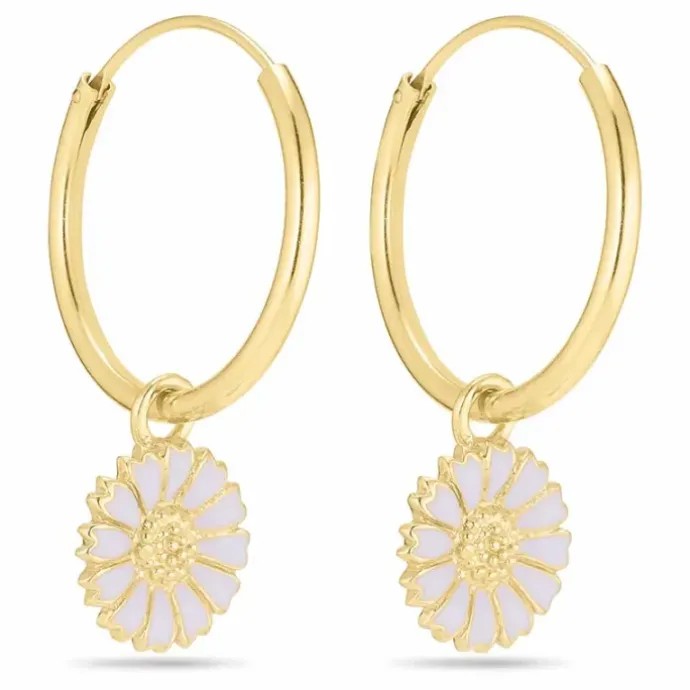 18 mm marguerit lilla creoler i forgyldt sølv - Marie