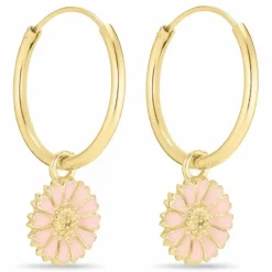 18 mm marguerit pink creoler i forgyldt sølv - Marie