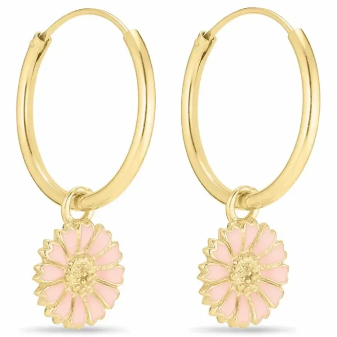 18 mm marguerit pink creoler i forgyldt sølv - Marie