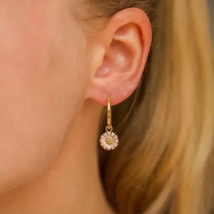 18 mm marguerit pink creoler i forgyldt sølv - Marie