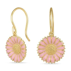 14,5 mm marguerit pink øreringe i forgyldt sølv - Marie