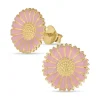 14 mm marguerit pink ørestikker i forgyldt sølv - Marie
