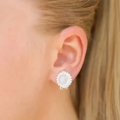 13,5 mm marguerit øreclips i sølv - Marie