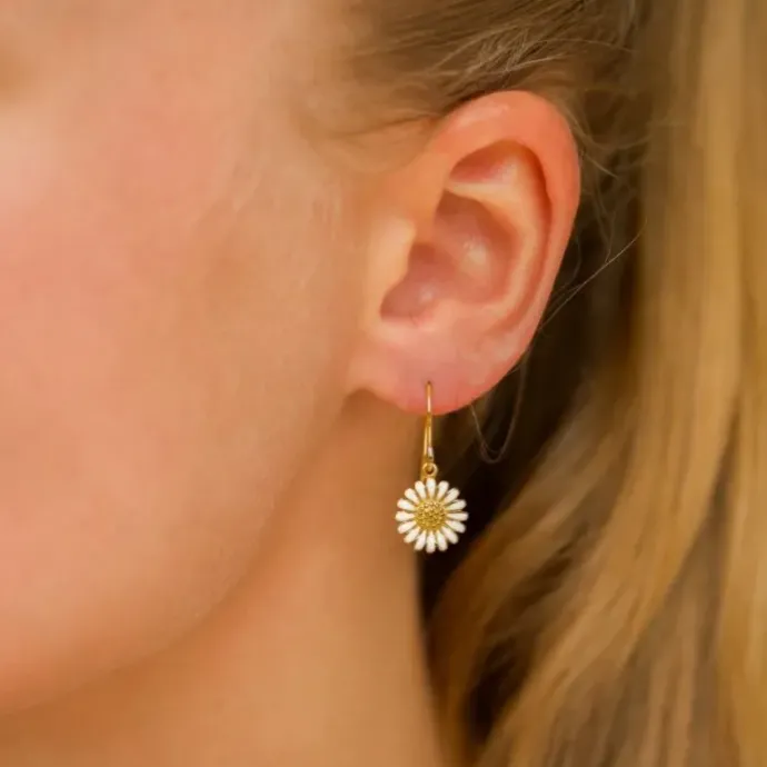 11 mm marguerit øreringe i forgyldt sølv - Matilda