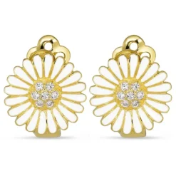 14 mm marguerit øreringe i forgyldt sølv - Matilda