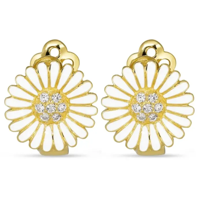 14 mm marguerit øreringe i forgyldt sølv - Matilda